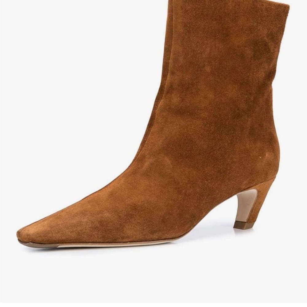 FSJ Women Square Toe Comfort Kitten Low Heel Ankle boot 7.5 brown orange